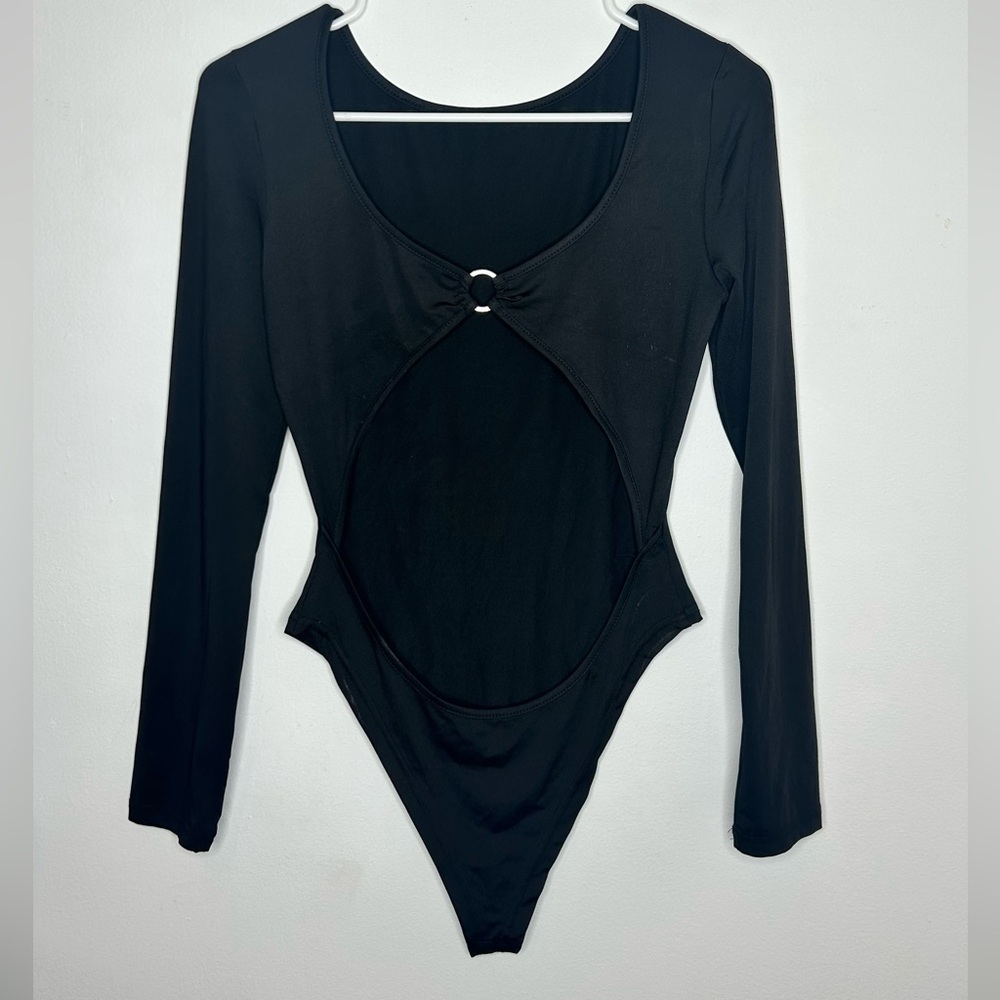 Black Long Sleeve cut out bodysuit